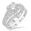 1.00 Carat Vintage halo floral Bridal Set Engagement Ring with Round Diamond in 10k white Gold