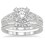 1.00 Carat Vintage halo floral Bridal Set Engagement Ring with Round Diamond in 10k white Gold