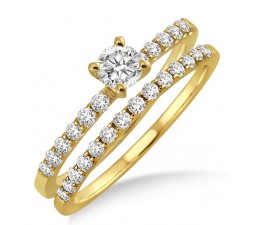 0.50 Carat Bridal Set with Round Cut Diamond in 10k Yellow Gold