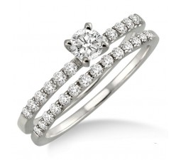 0.50 Carat Bridal Set with Round Cut Diamond in 10k White Gold