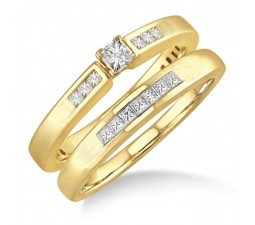 Affordable 0.50 Carat Bridal Set with Princess Cut Diamond in 10k Yellow Gold