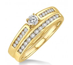 Affordable 0.50 Carat Bridal Set with Round Cut Diamond in 10k Yellow Gold