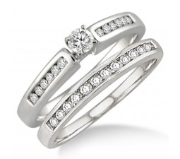 Affordable 0.50 Carat Bridal Set with Round Cut Diamond in 10k White Gold