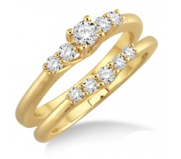 Affordable 0.50 Carat Bridal Set with Round Cut Diamond in 10k Yellow Gold