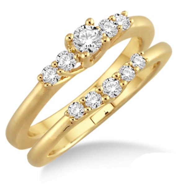 Affordable 0.50 Carat Bridal Set with Round Cut Diamond in 10k Yellow ...