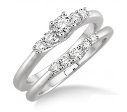 Inexpensive 0.50 Carat Bridal Set with Round Cut Diamond in 10k White Gold
