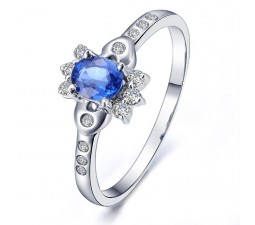 Bestselling Sapphire with Diamond Engagement Ring on 10k White Gold