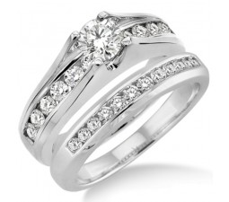 0.50 Carat Bridal Set with Round Cut Diamond in 10k white Gold