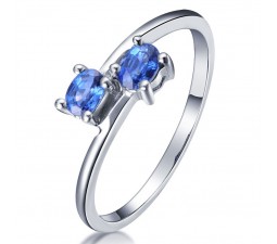 Elegant Sapphire Engagement Ring on 10k White Gold