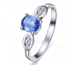 Sapphire Engagement Ring with Diamonds on 10k White Gold