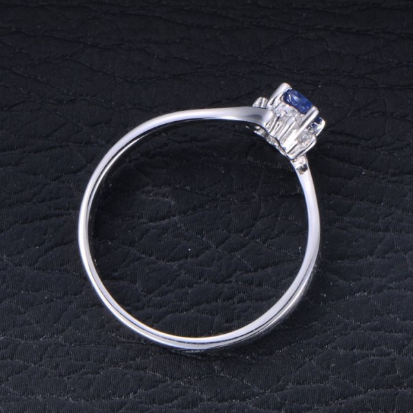 Inexpensive Sapphire with Diamond Engagement Ring on 10k White Gold ...