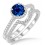 2 Carat Sapphire and Diamond Halo Bridal Set Engagement Ring  on 10k White Gold