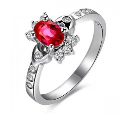 Ruby and Diamond Engagement Ring on 10k White Gold