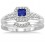 1.5 Carat Sapphire and Diamond Bridal Set Halo Engagement Ring Bridal Set on 10k White Gold