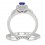 1.5 Carat Sapphire and Diamond Bridal Set Halo Engagement Ring Bridal Set on 10k White Gold