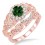 1.25 Carat Emerald & Diamond Vintage floral Bridal Set Engagement Ring on 10k Rose Gold