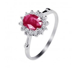 1 Carat Real Ruby Engagement Ring on Silver
