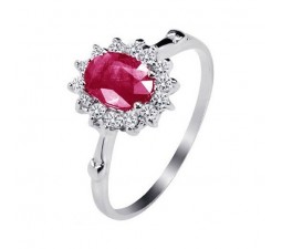 1 Carat Real Ruby Engagement Ring on Silver