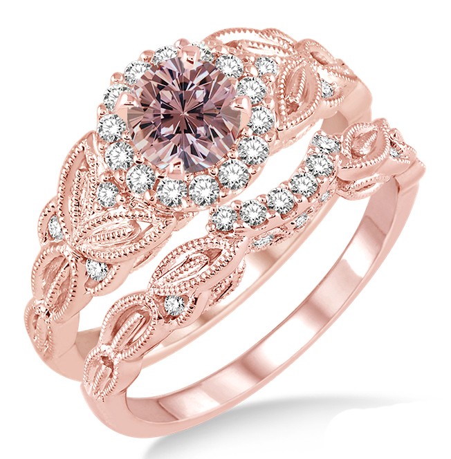 Vintage rose gold morganite engagement rings sale