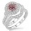 1.5 Carat Morganite & Diamond Antique Halo Bridal Set Engagement Ring on 10k White Gold