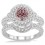 1.5 Carat Morganite & Diamond Antique Halo Bridal Set Engagement Ring on 10k White Gold
