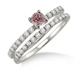 1.25 Carat Morganite & Diamond Bridal Set on 10k White Gold