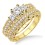 1.00 carat Antique Three Stone Bridal set with Princess Cut diamond in 10k Yellow Gold