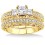 1.00 carat Antique Three Stone Bridal set with Princess Cut diamond in 10k Yellow Gold