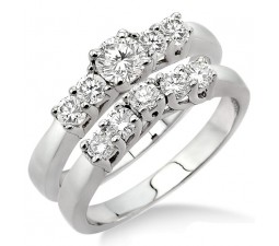 0.50 Carat Five Stone Bridal Set with Round Cut Diamond in 10k White Gold