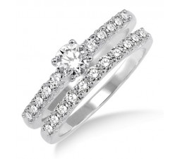 0.50 Carat Elegant Bridal Set with Round Cut Diamond in 10k White Gold