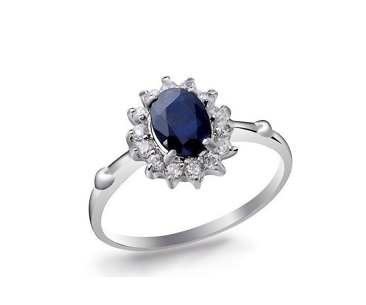 1 Carat Sapphire Engagemnet Ring on Silver - JeenJewels