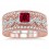 2 Carat Ruby & Diamond Antique Trio Bridal Set Engagement Ring  on 10k White Gold