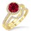 2 Carat Ruby & Diamond Halo Bridal Set Engagement Ring on 10k Yellow Gold
