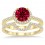 2 Carat Ruby & Diamond Halo Bridal Set Engagement Ring on 10k Yellow Gold