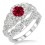 1.25 Carat Ruby & Diamond Vintage floral Bridal Set Engagement Ring  on 10k White Gold