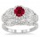 1.25 Carat Ruby & Diamond Vintage floral Bridal Set Engagement Ring  on 10k White Gold