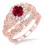 1.25 Carat Ruby & Diamond Vintage floral Bridal Set Engagement Ring on 10k Rose Gold