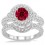 1.5 Carat Ruby & Diamond Antique Halo Bridal Set Engagement Ring  on 10k White Gold