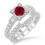 1.5 Carat Ruby & Diamond Vintage floral Bridal Set Engagement Ring  on 10k White Gold