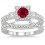 1.5 Carat Ruby & Diamond Vintage floral Bridal Set Engagement Ring  on 10k White Gold