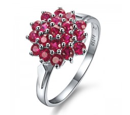 Ruby Engagement Ring on 18k White Gold
