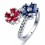 Ruby, Sapphire and Diamond Engagement Ring on 10k White Gold