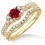 1.5 Carat Ruby & Diamond Bridal set  on 10k Yellow Gold