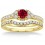1.5 Carat Ruby & Diamond Bridal set  on 10k Yellow Gold
