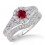 1.5 Carat Ruby & Diamond Antique Floral Bridal set  on 10k White Gold