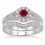 1.5 Carat Ruby & Diamond Antique Floral Bridal set  on 10k White Gold