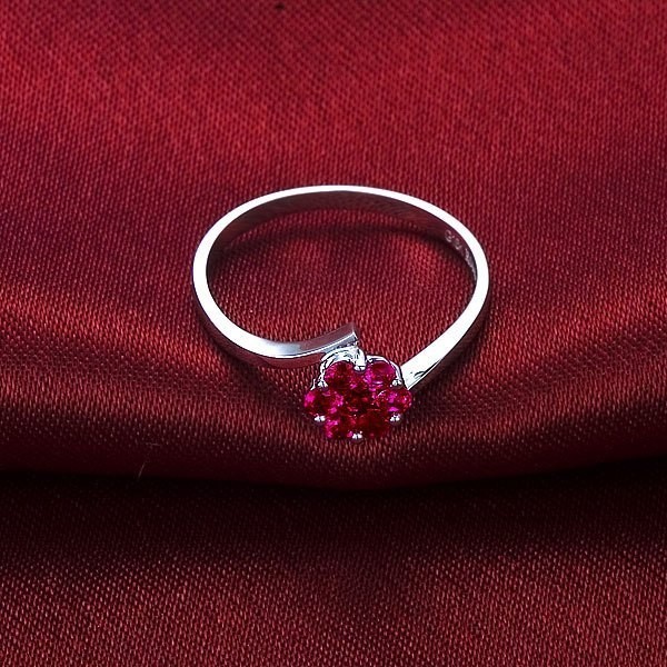 Beautiful Ruby Wedding Ring on 10k White Gold - JeenJewels