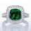1.5 Carat Cushion Cut Emerald and Diamond Halo Vintage Engagement Ring for Women on 10k White Gold