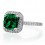 1.5 Carat Princess Cut Emerald Classic Halo Engagement Ring on 10k White Gold