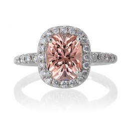1.5 Carat Cushion Cut Emerald Antique Diamond Engagement Ring  on 10k White Gold